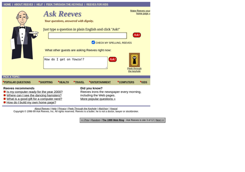 Ask Reeves home page