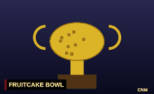 The Fruitcake Bowl trophy weighs 40 pounds