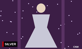 A silver lamé gown from the 'Countdown' collection